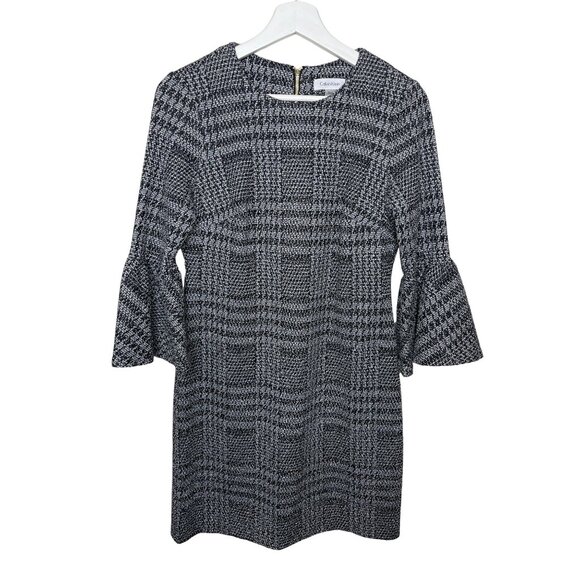 Calvin Klein Black White Plaid Sheath Dress Women’s 4 Small Work Career - Picture 1 of 10